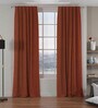 Rust Solid Polyester 9 Ft Blackout Eyelet Door Curtains (Set of 2)