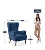 Grace Fabric Wing Chair in Blue Colour