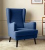 Grace Fabric Wing Chair in Blue Colour