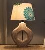 Graceful Bloom Mangowood Table Lamp With Dahlia Floral Print Satin Shade