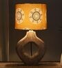 Graceful Bloom Mangowood Table Lamp With Mandala Print Satin Shade