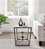 Gradeur Solid Wood End Table In Black & White Finish