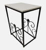 Gradeur Solid Wood End Table In Black & White Finish
