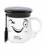 Graduation Cap 400ml White & Black Ceramic Coffee Mug with Lid