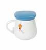 Graduation Cap 400ml White & Blue Ceramic Coffee Mug with Lid