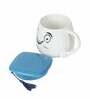 Graduation Cap 400ml White & Blue Ceramic Coffee Mug with Lid