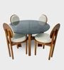Graham Glass-Top 4 Seater Dining Table Set In Mango Wood Finish