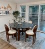 Graham Glass-Top 4 Seater Dining Table Set In Mango Wood Finish