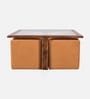 Gramado Sheesham Wood Glass Square Center Table in Provincial Teak Finish with 4 Pouffe Gramado Sheesham Wood Glass Square Center Table in Provincial Teak Finish with 4 Pouffe