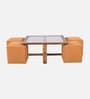 Gramado Sheesham Wood Glass Square Center Table in Provincial Teak Finish with 4 Pouffe Gramado Sheesham Wood Glass Square Center Table in Provincial Teak Finish with 4 Pouffe