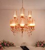 Grand Transitional Polished Copper Chandelier with Fluted Luster Glass and Honey Crystals