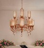 Grand Transitional Polished Copper Chandelier with Fluted Luster Glass and Honey Crystals