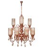 Grand Transitional Polished Copper Chandelier with Fluted Luster Glass and Honey Crystals