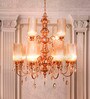 Grand Transitional Polished Copper Chandelier with Fluted Luster Glass and Honey Crystals