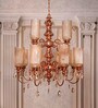 Grand Transitional Polished Copper Chandelier with Fluted Luster Glass and Honey Crystals
