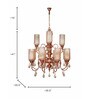 Grand Transitional Polished Copper Chandelier with Fluted Luster Glass and Honey Crystals