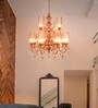 Grand Transitional Polished Copper Chandelier with Fluted Luster Glass and Honey Crystals