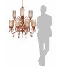 Grand Transitional Polished Copper Chandelier with Fluted Luster Glass and Honey Crystals
