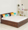 Grande King Size Bed with Box Storage in Brown Finish