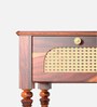 Grande Sheesham Wood With Cane Drawer TV Console In Honey Oak Finish
