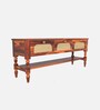 Grande Sheesham Wood With Cane Drawer TV Console In Honey Oak Finish