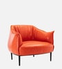 Grandiose Tufted Berg re Faux Leather Lounge Chair In Orange Colour
