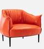 Grandiose Tufted Berg re Faux Leather Lounge Chair In Orange Colour