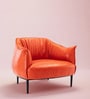 Grandiose Tufted Berg re Faux Leather Lounge Chair In Orange Colour