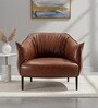 Grandiose Tufted Berg re Faux Leather Lounge Chair In Tan Colour