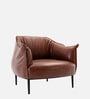 Grandiose Tufted Berg re Faux Leather Lounge Chair In Tan Colour