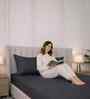 Granite Gray Solid 300 TC Pure Cotton King Fitted Bedsheet with 2 Pillow Covers
