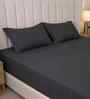 Granite Gray Solid 300 TC Pure Cotton King Fitted Bedsheet with 2 Pillow Covers