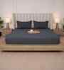 Granite Gray Solid 300 TC Pure Cotton King Fitted Bedsheet with 2 Pillow Covers