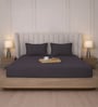 Granite Gray Stripe 300 TC Pure Cotton King Fitted Bedsheet with 2 Pillow Covers