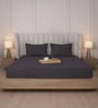 Granite Gray Stripe 300 TC Pure Cotton King Fitted Bedsheet with 2 Pillow Covers