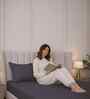 Granite Gray Stripe 300 TC Pure Cotton King Fitted Bedsheet with 2 Pillow Covers