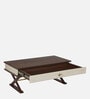 Granth Wood Top Coffee Table in Dual Finish With Drawer