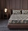 Graphite Shade Floral 144 Tc Cotton King Bedsheet With 2 Pillowcovers