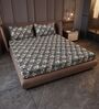 Graphite Shade Floral 144 Tc Cotton King Bedsheet With 2 Pillowcovers