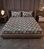 Graphite Shade Floral 144 Tc Cotton King Bedsheet With 2 Pillowcovers