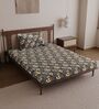 Graphite Shade Floral 144 Tc Cotton Single Bedsheet With Pillowcover
