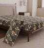 Graphite Shade Floral 144 Tc Cotton Single Bedsheet With Pillowcover