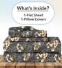 Graphite Shade Floral 144 Tc Cotton Single Bedsheet With Pillowcover