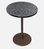 Gravure Sigil Engraved Paisley Design End Table in Brown Colour