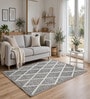 Grey Geometric Wool And Cotton 5 X 8 Ft Hand Tufted Carpet