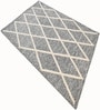 Grey Geometric Wool And Cotton 5 X 8 Ft Hand Tufted Carpet