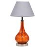 Gray Fabric Shade Table Lamp With Orange Base