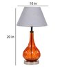 Gray Fabric Shade Table Lamp With Orange Base