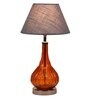 Gray Fabric Shade Table Lamp With Orange Base