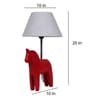 Grey Fabric Shade Table Lamp With Red Base